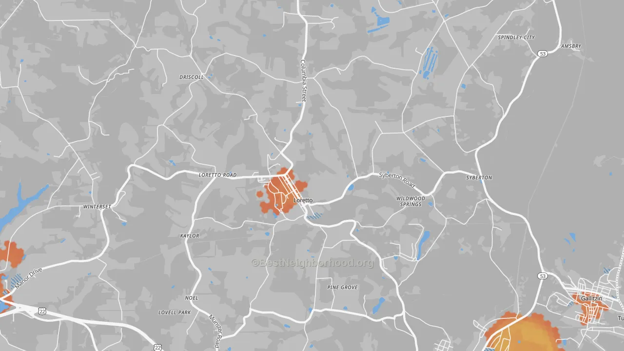 Bike Grade map of 15940, PA