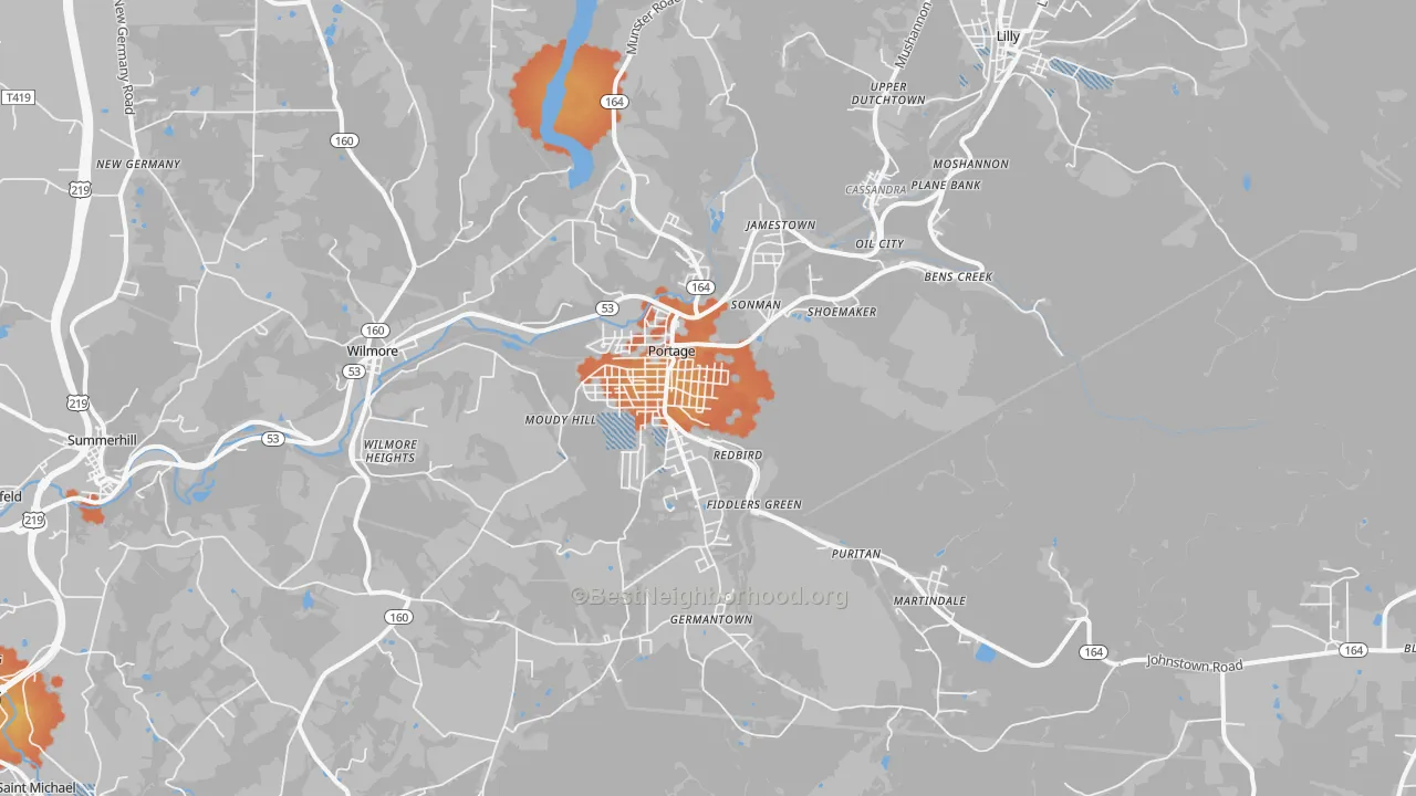 Bike Grade map of 15946, PA