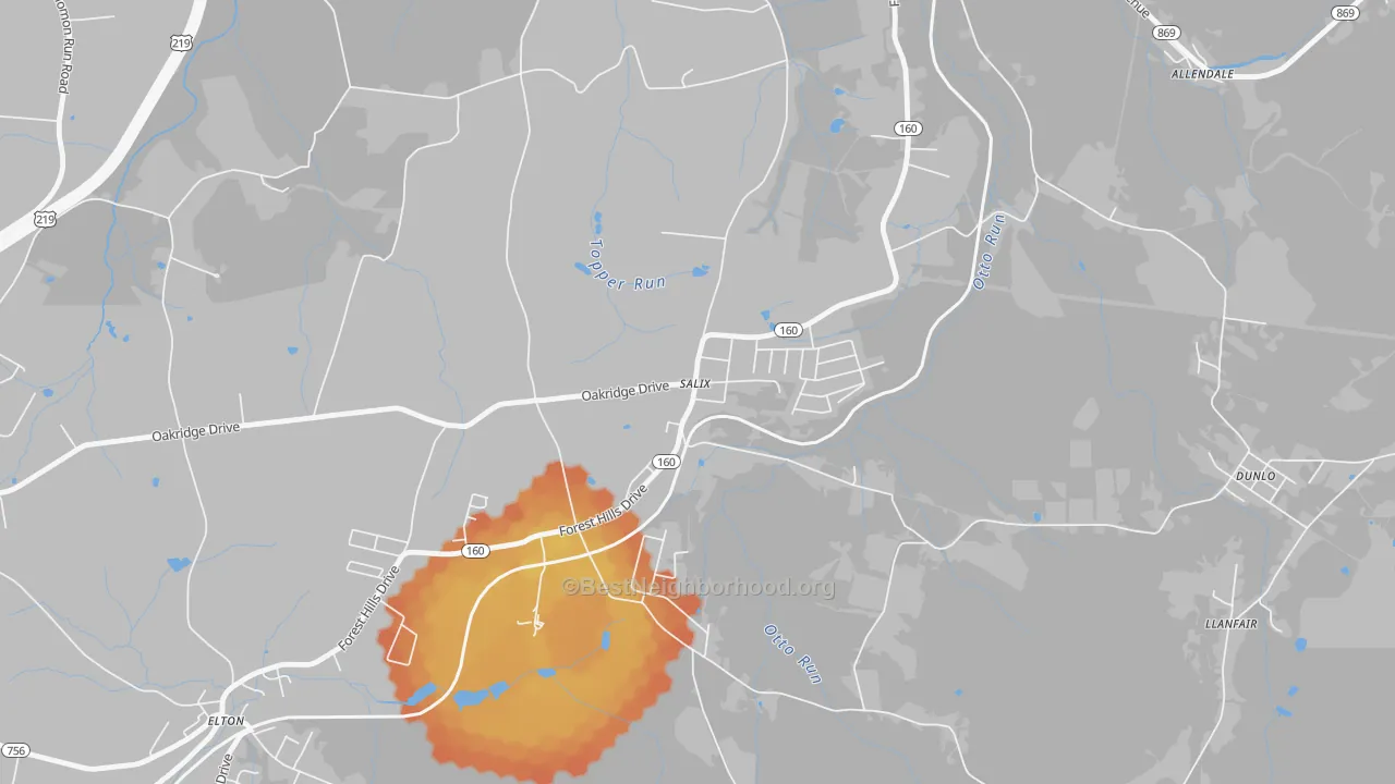 Bike Grade map of 15952, PA