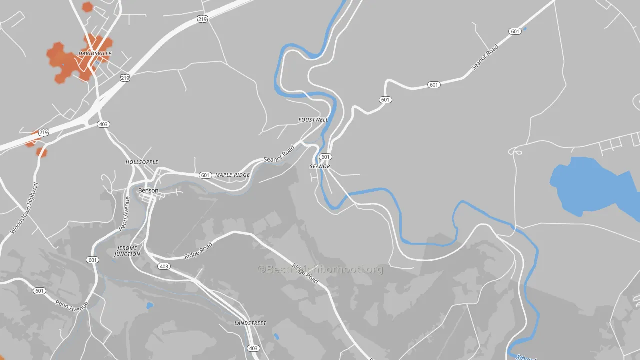 Bike Grade map of 15953, PA