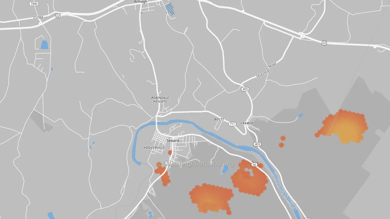 Bike Grade map of 15954, PA