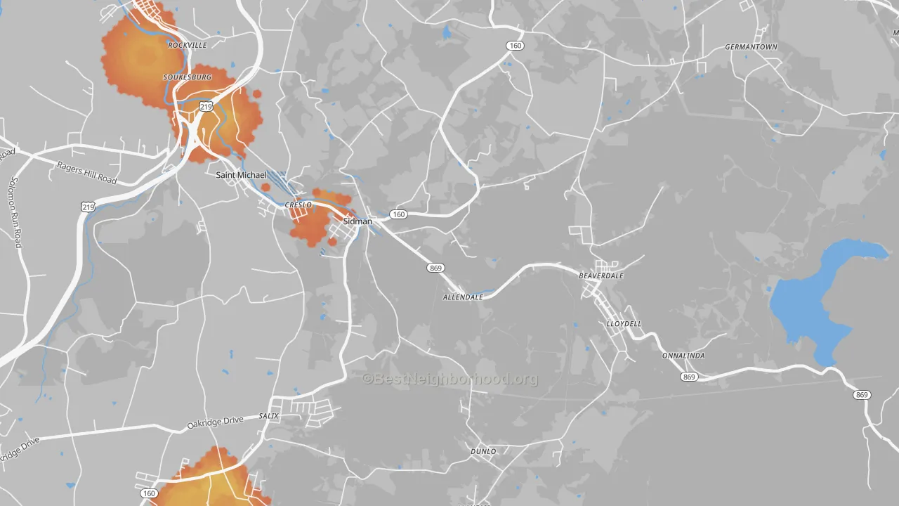 Bike Grade map of 15955, PA