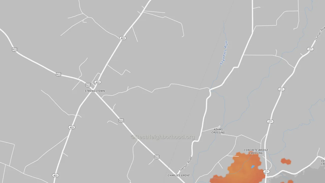 Bike Grade map of 15957, PA