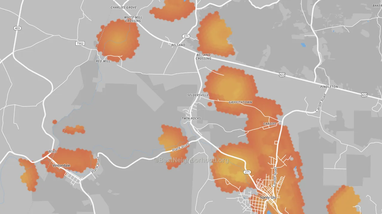 Bike Grade map of 15960, PA