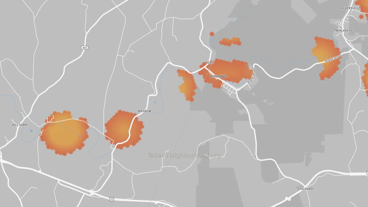 Bike Grade map of 15961, PA