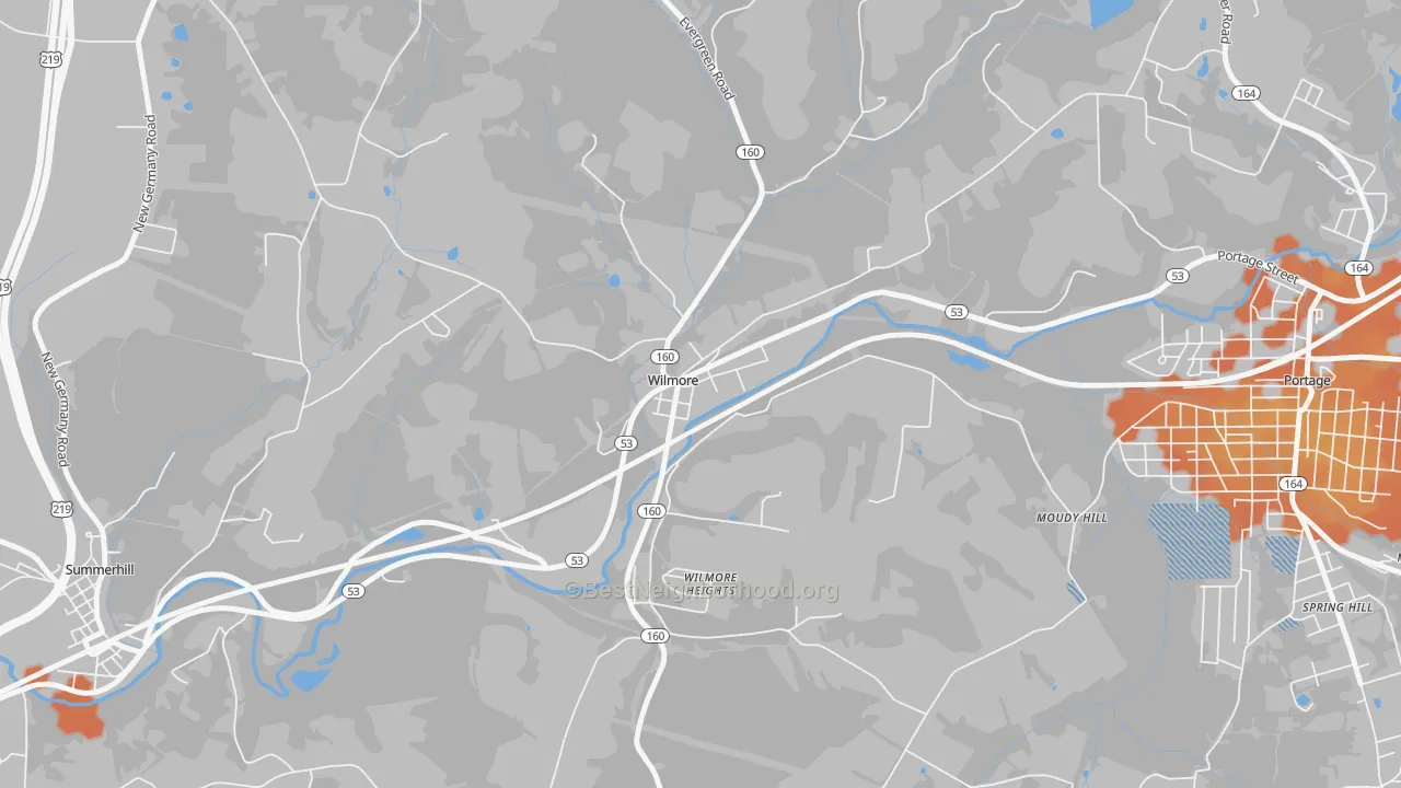 Bike Grade map of 15962, PA