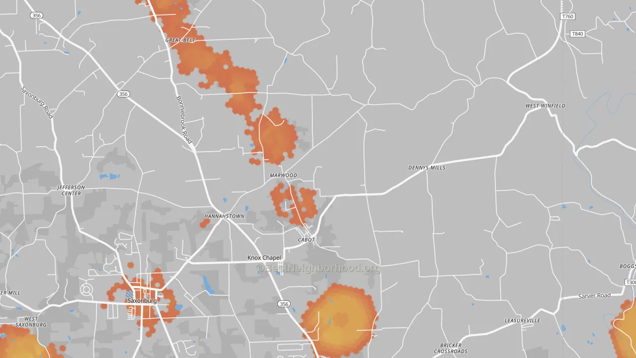 Bike Grade map of 16023, PA