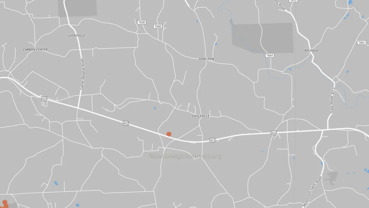Bike Grade map of 16034, PA