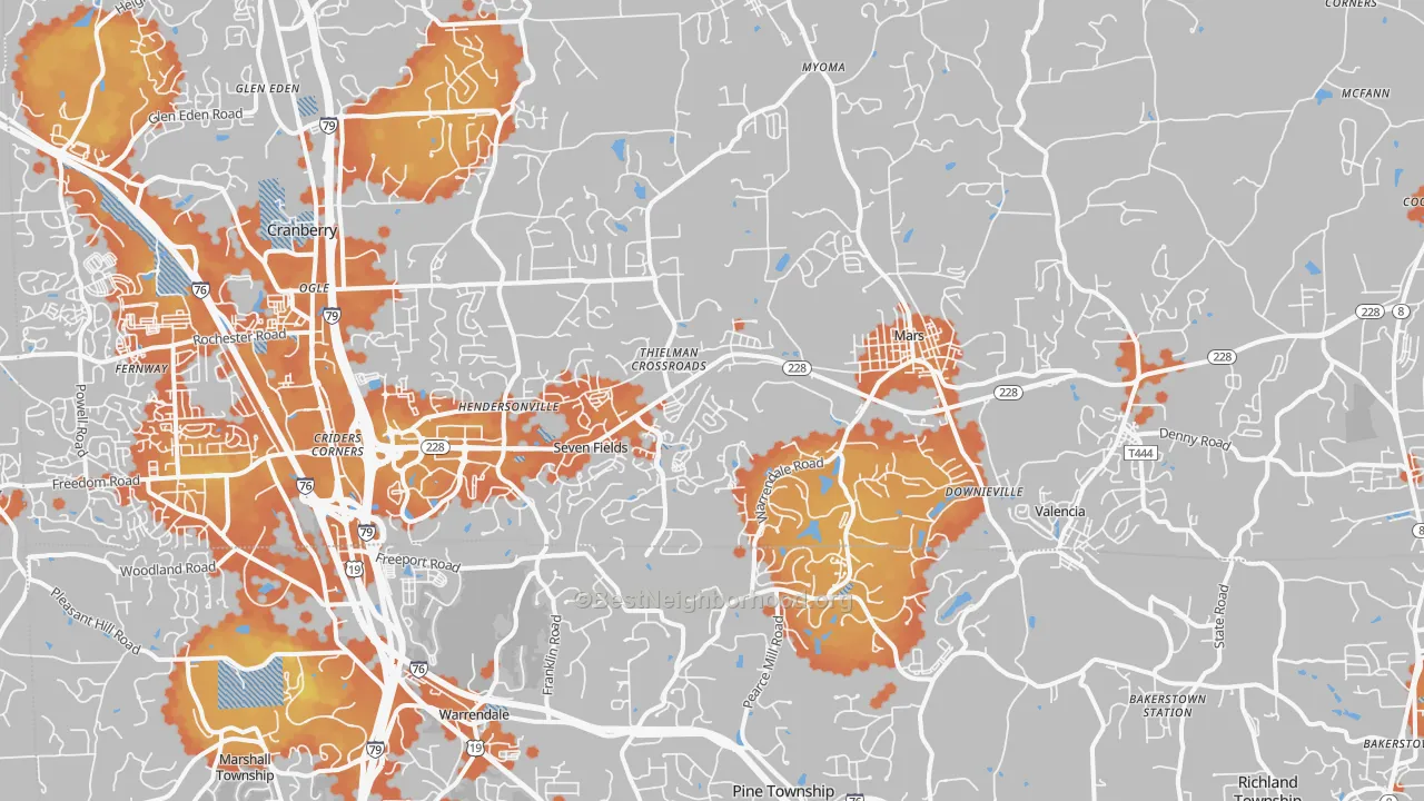 Bike Grade map of 16046, PA