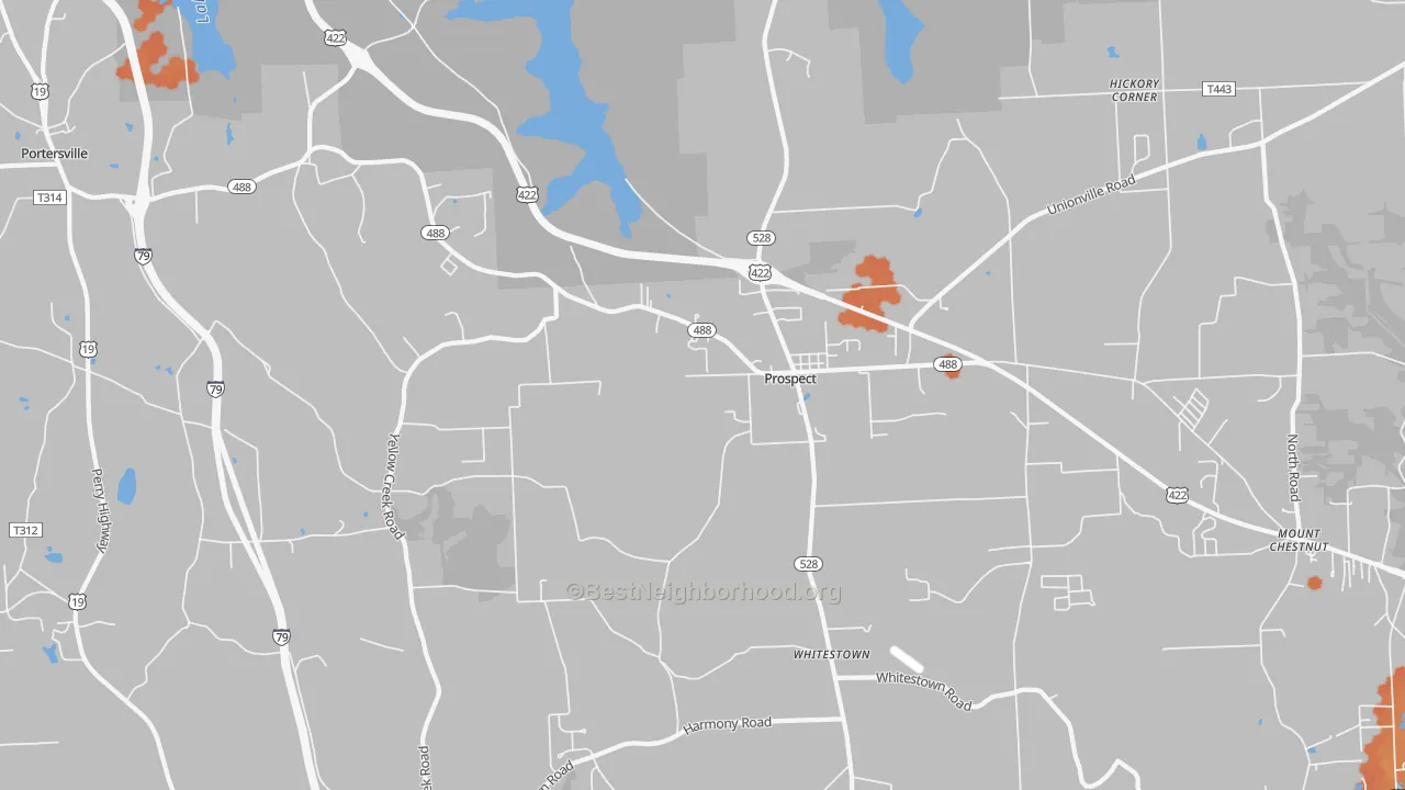 Bike Grade map of 16052, PA