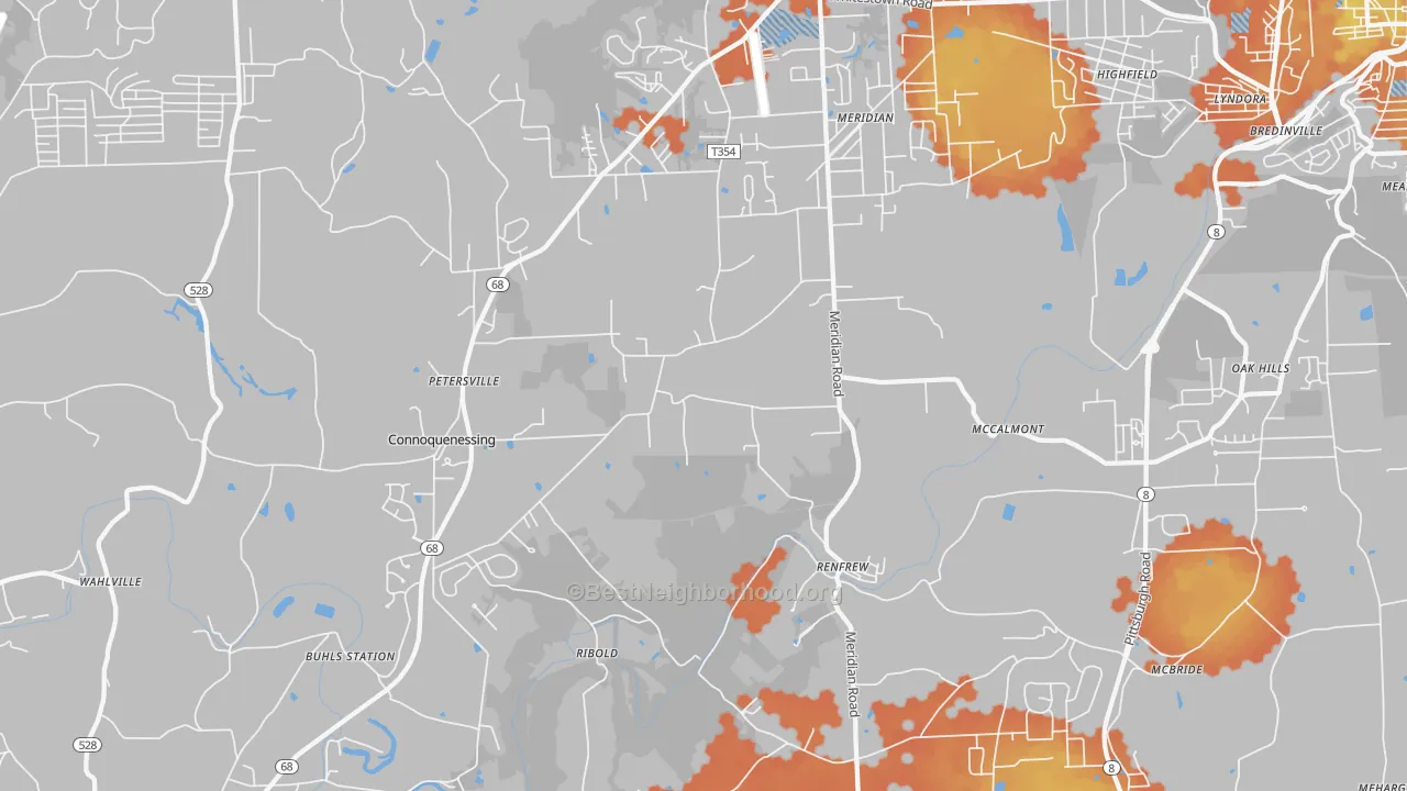 Bike Grade map of 16053, PA