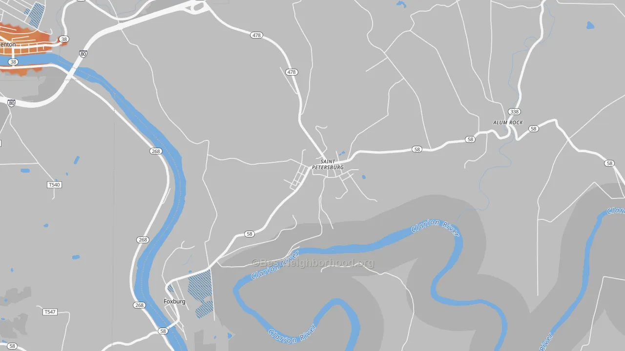 Bike Grade map of 16054, PA