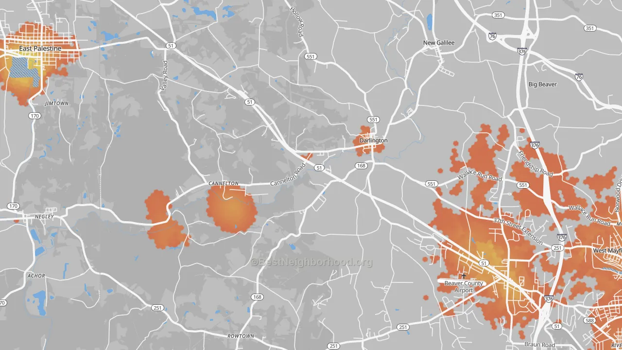 Bike Grade map of 16115, PA