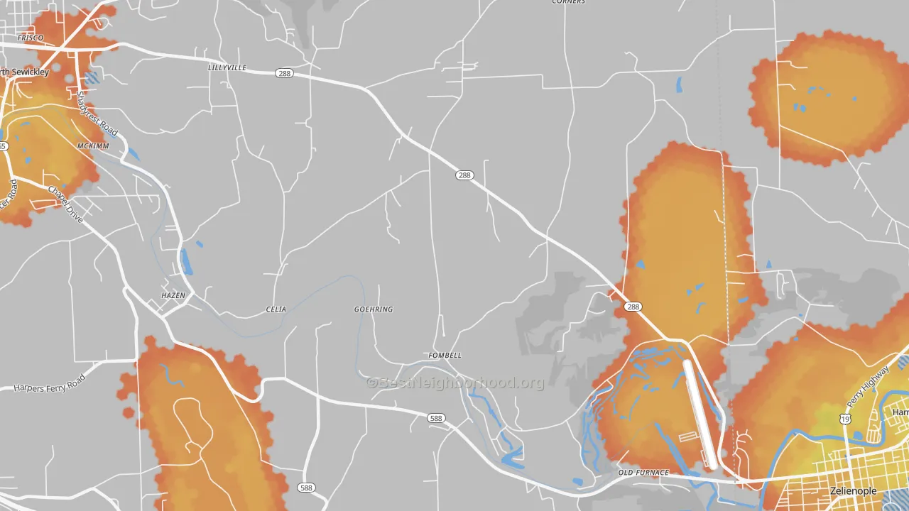 Bike Grade map of 16123, PA