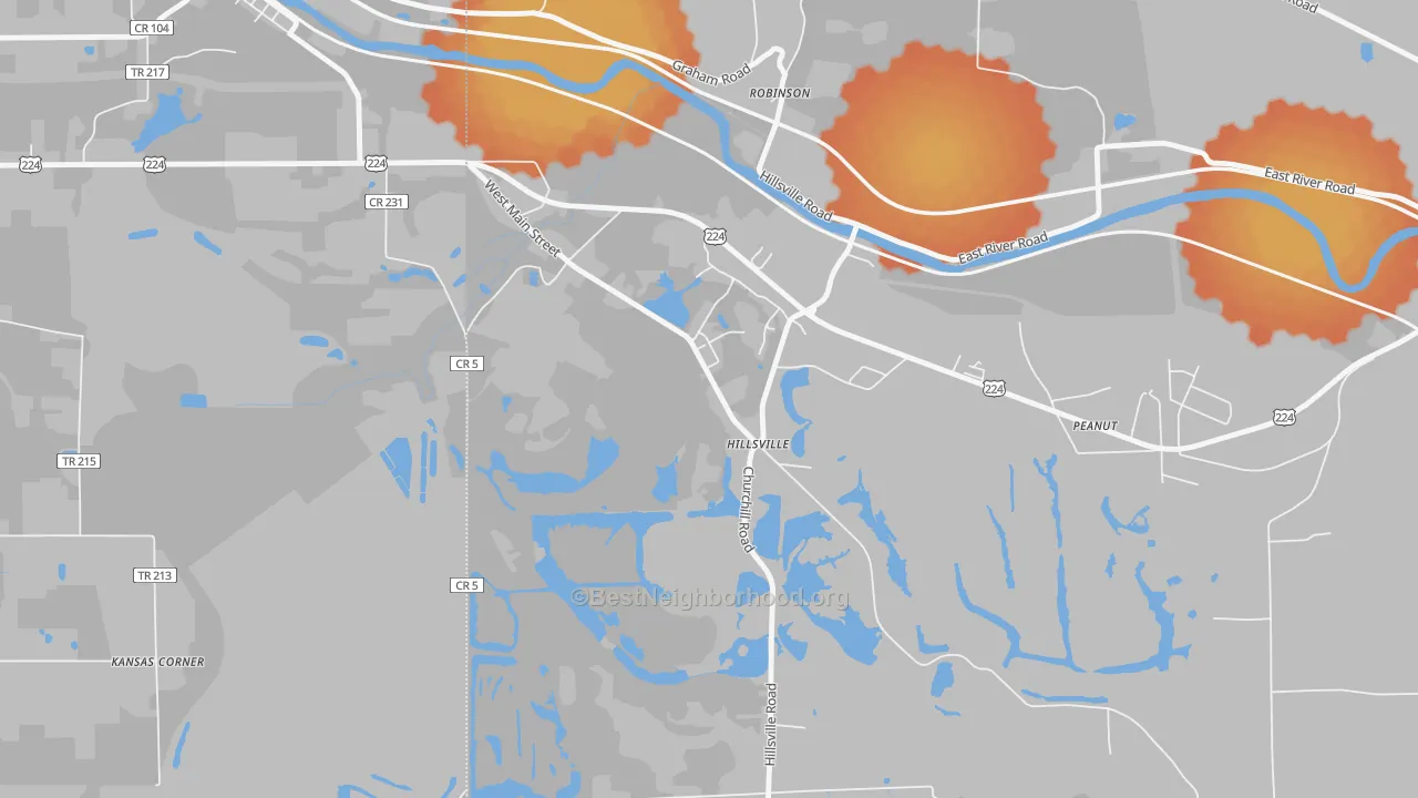 Bike Grade map of 16132, PA
