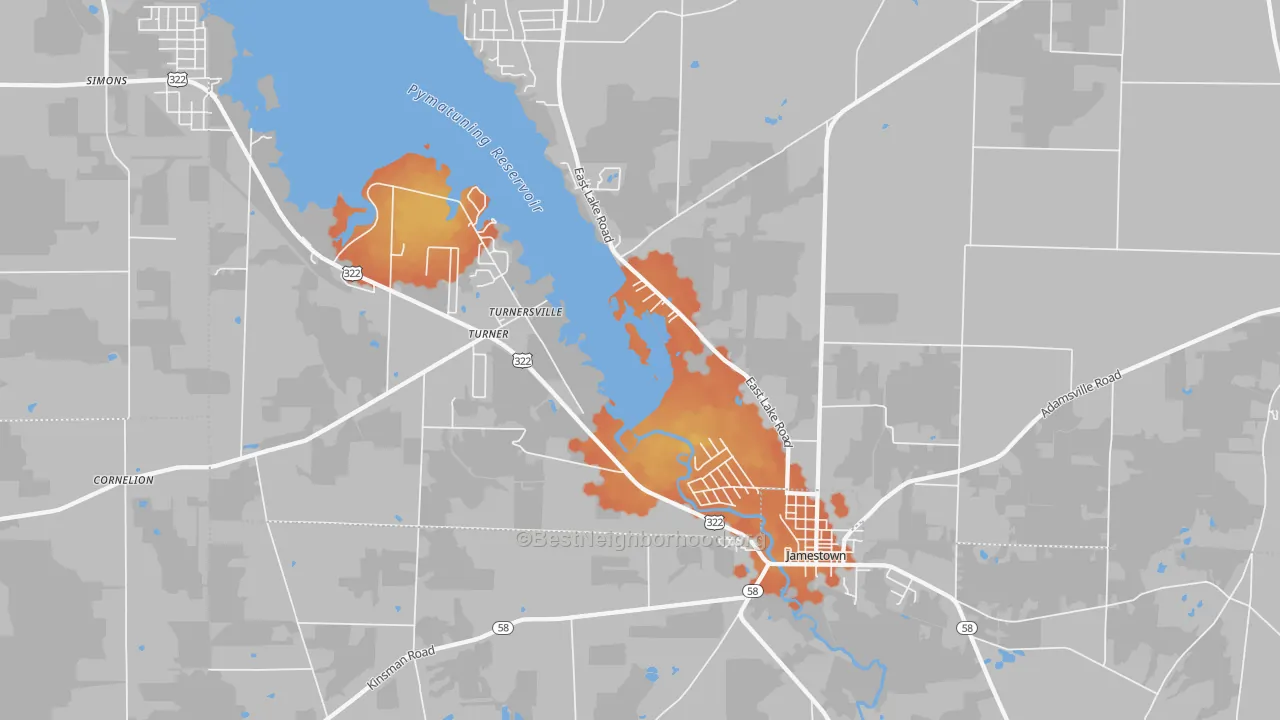 Bike Grade map of 16134, PA