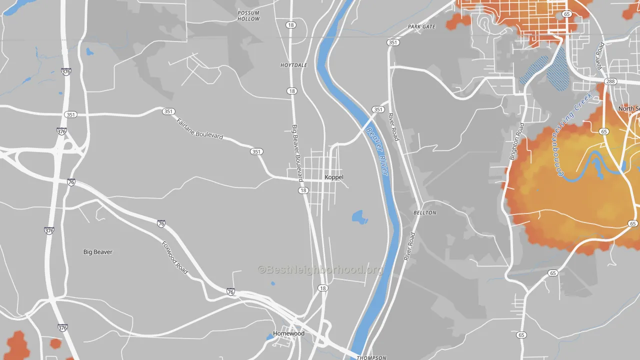Bike Grade map of 16136, PA