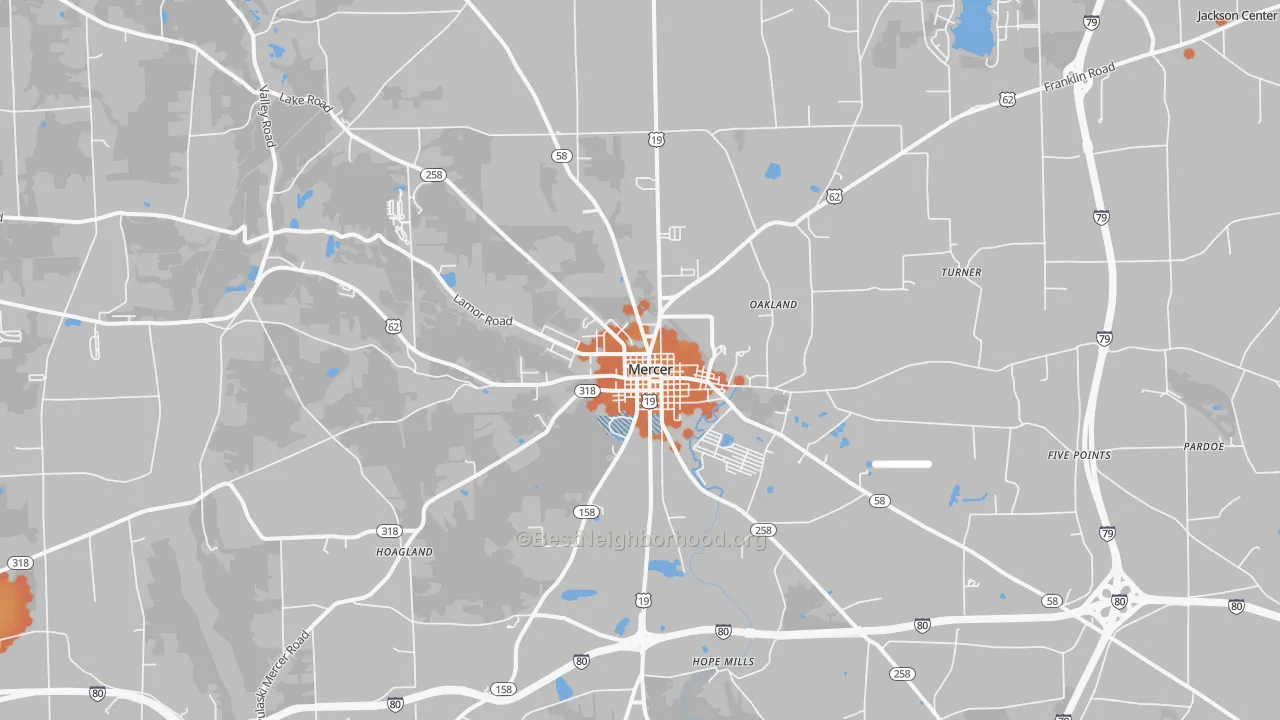 Bike Grade map of 16137, PA