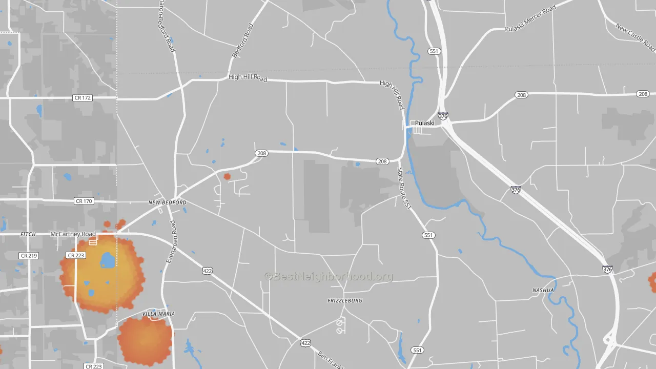 Bike Grade map of 16143, PA