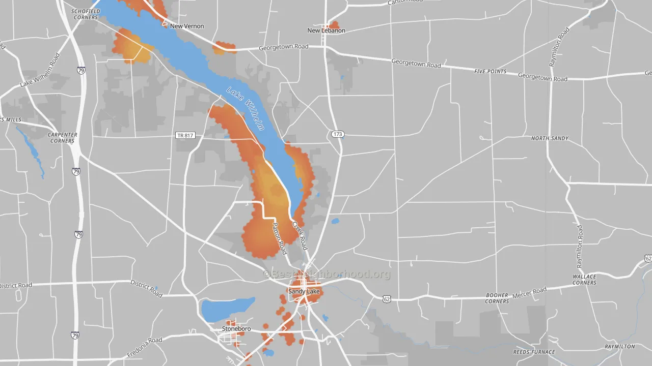 Bike Grade map of 16145, PA