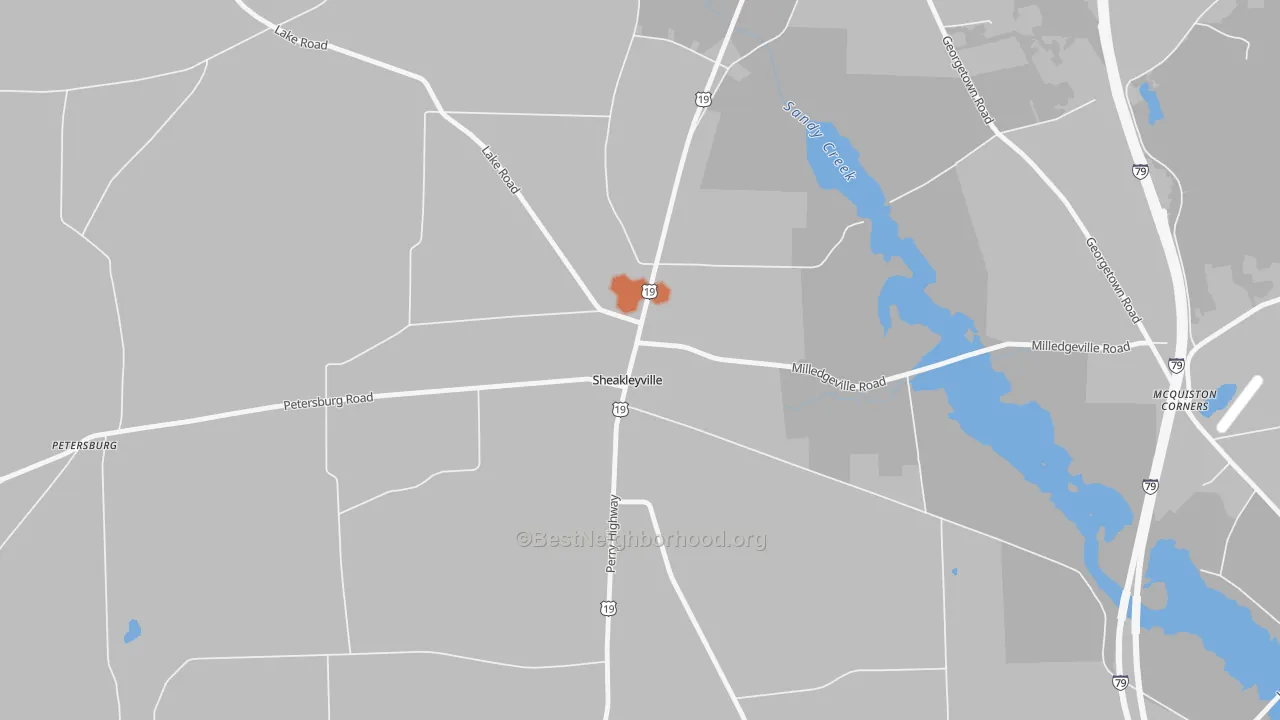 Bike Grade map of 16151, PA