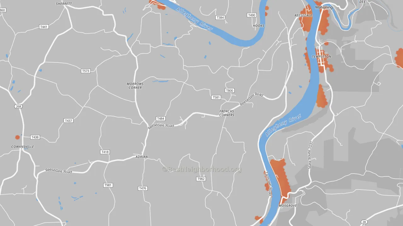 Bike Grade map of 16210, PA