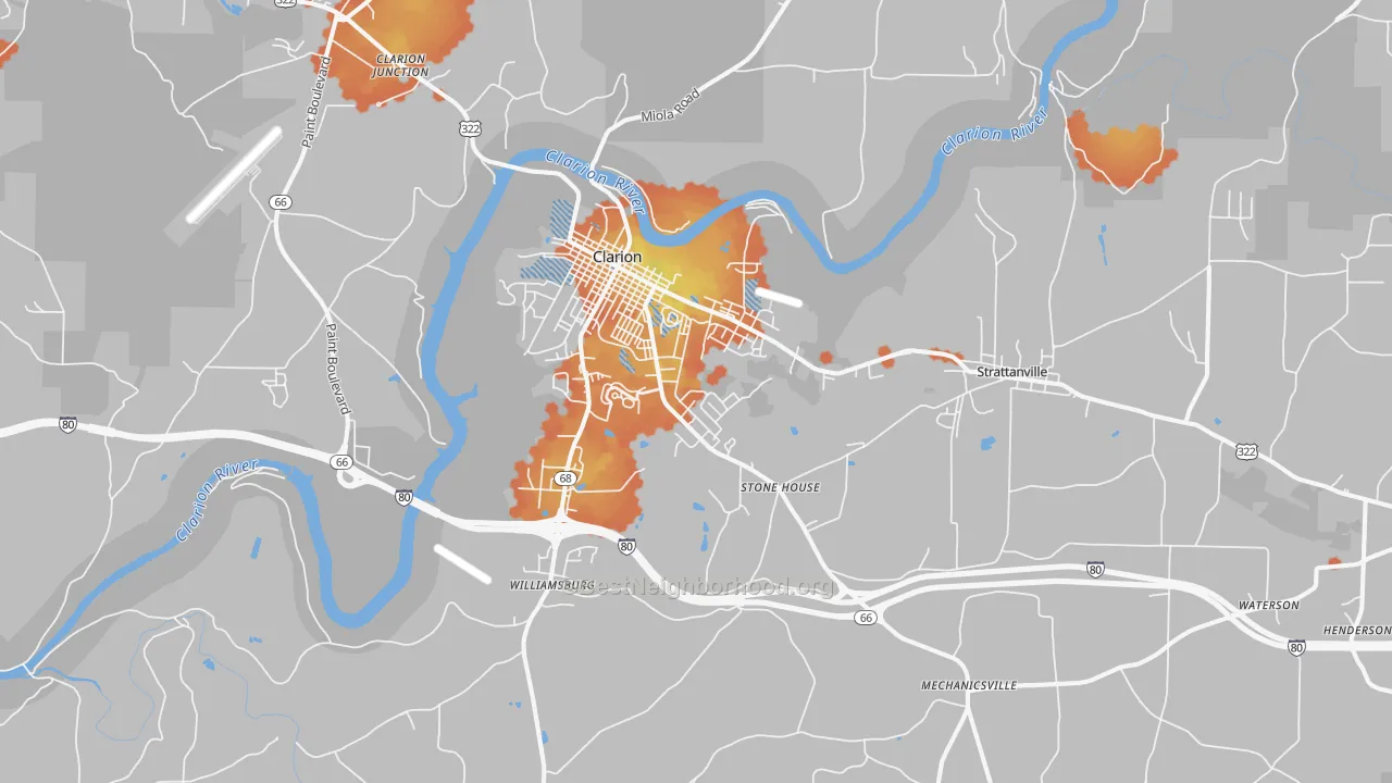 Bike Grade map of 16214, PA