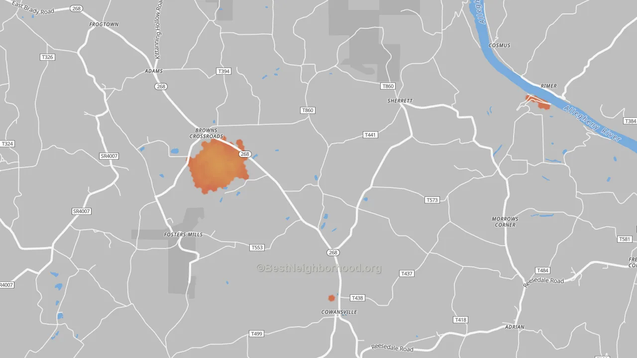 Bike Grade map of 16218, PA