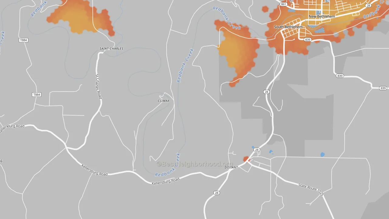 Bike Grade map of 16223, PA