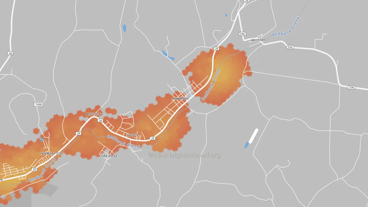Bike Grade map of 16230, PA