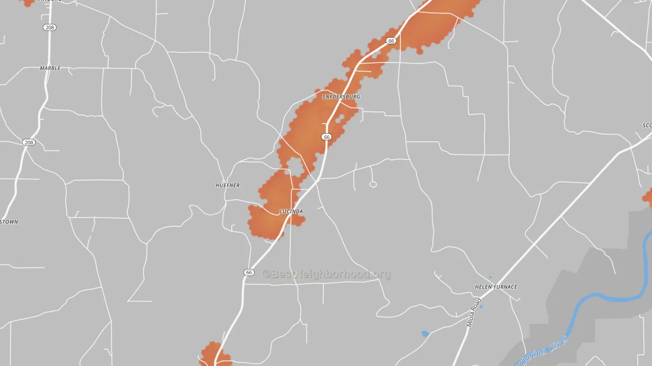 Bike Grade map of 16235, PA