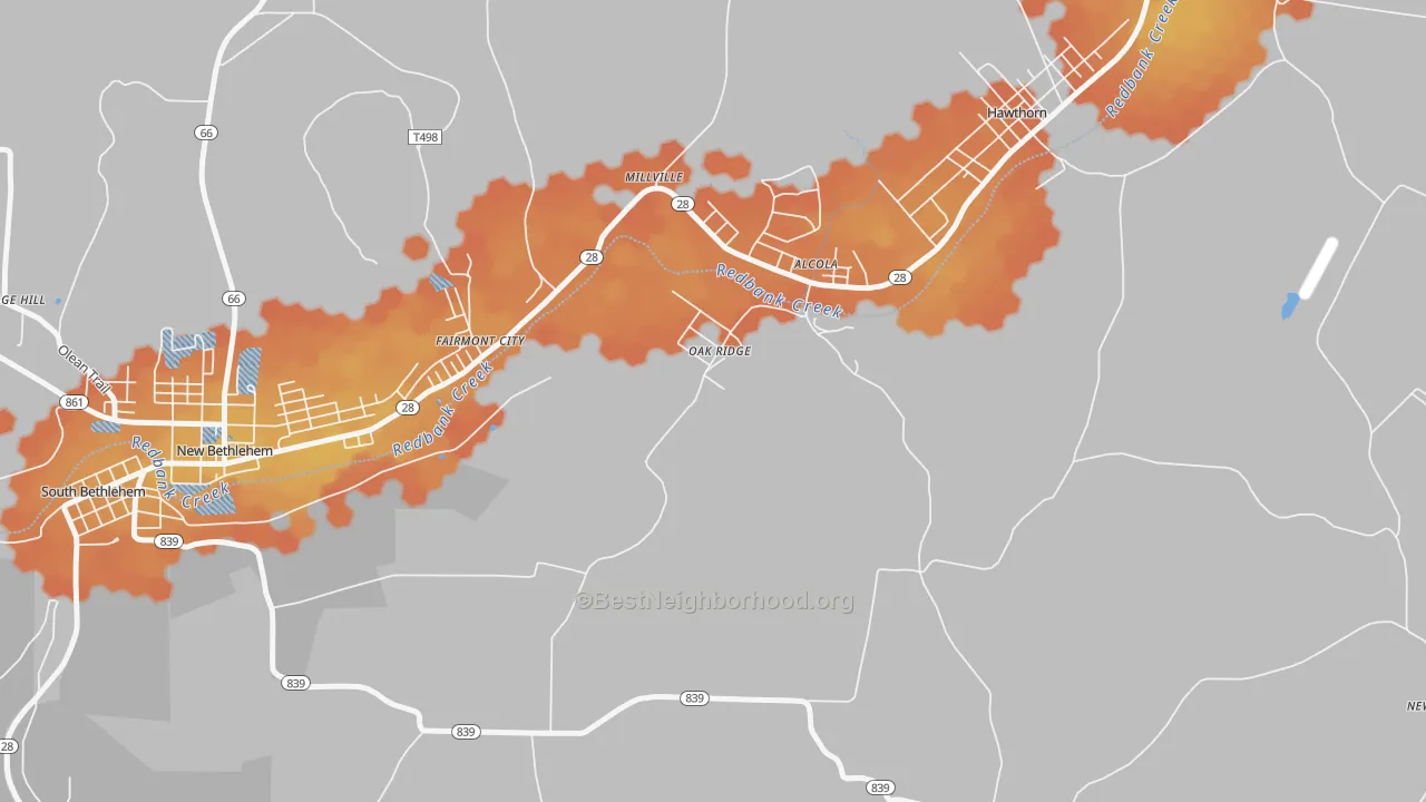 Bike Grade map of 16245, PA