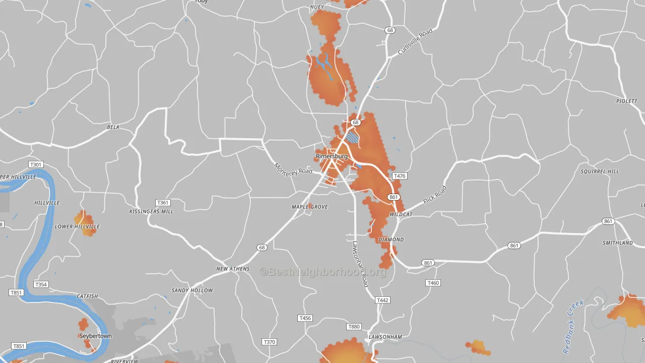 Bike Grade map of 16248, PA
