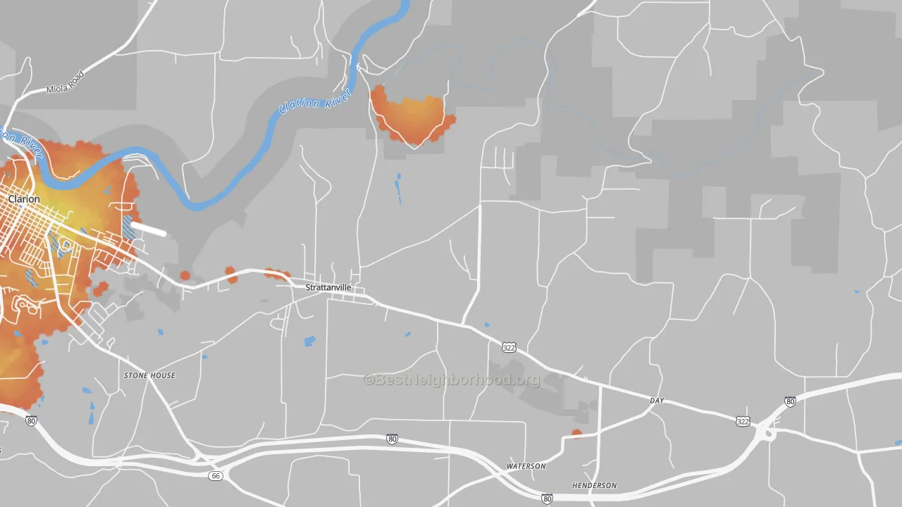 Bike Grade map of 16258, PA