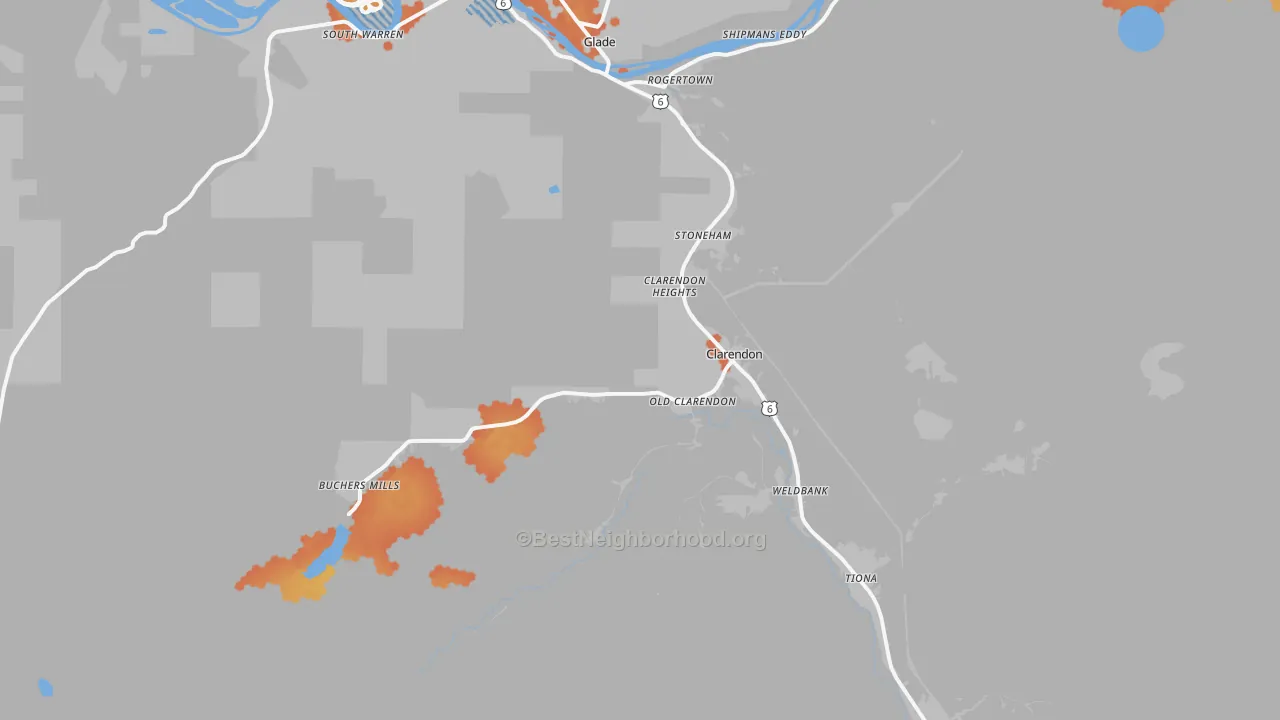 Bike Grade map of 16313, PA