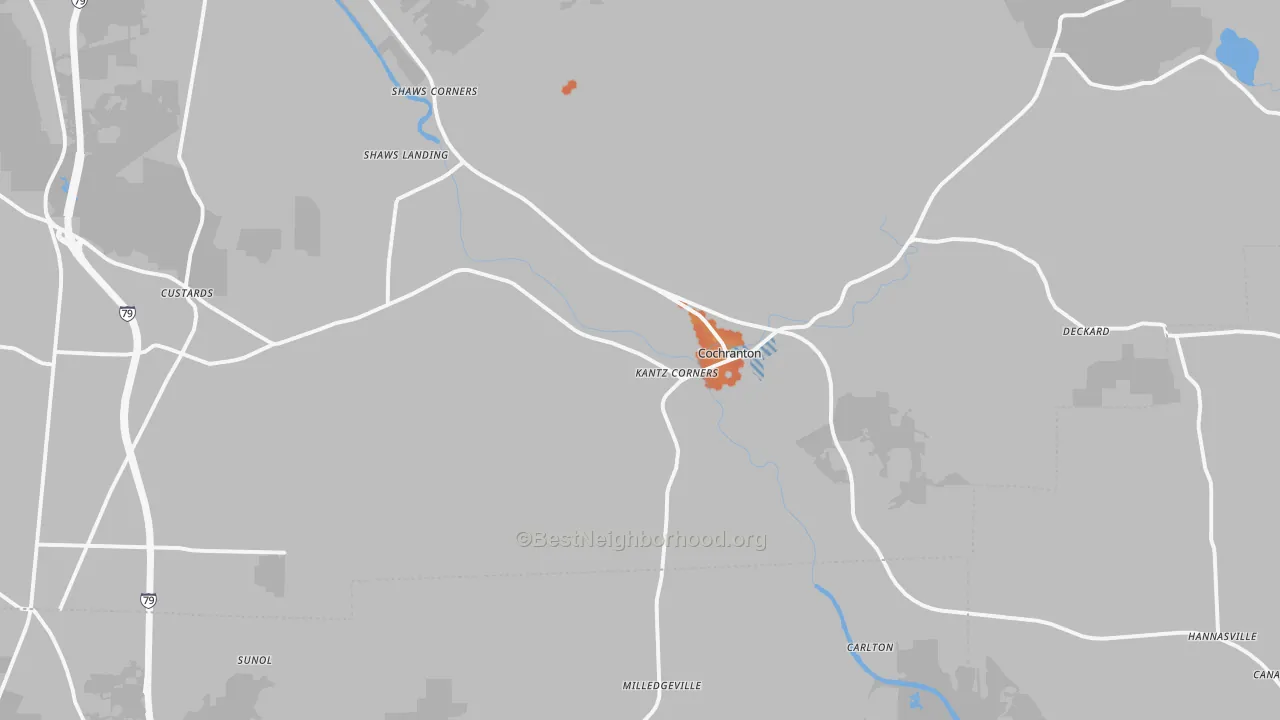 Bike Grade map of 16314, PA