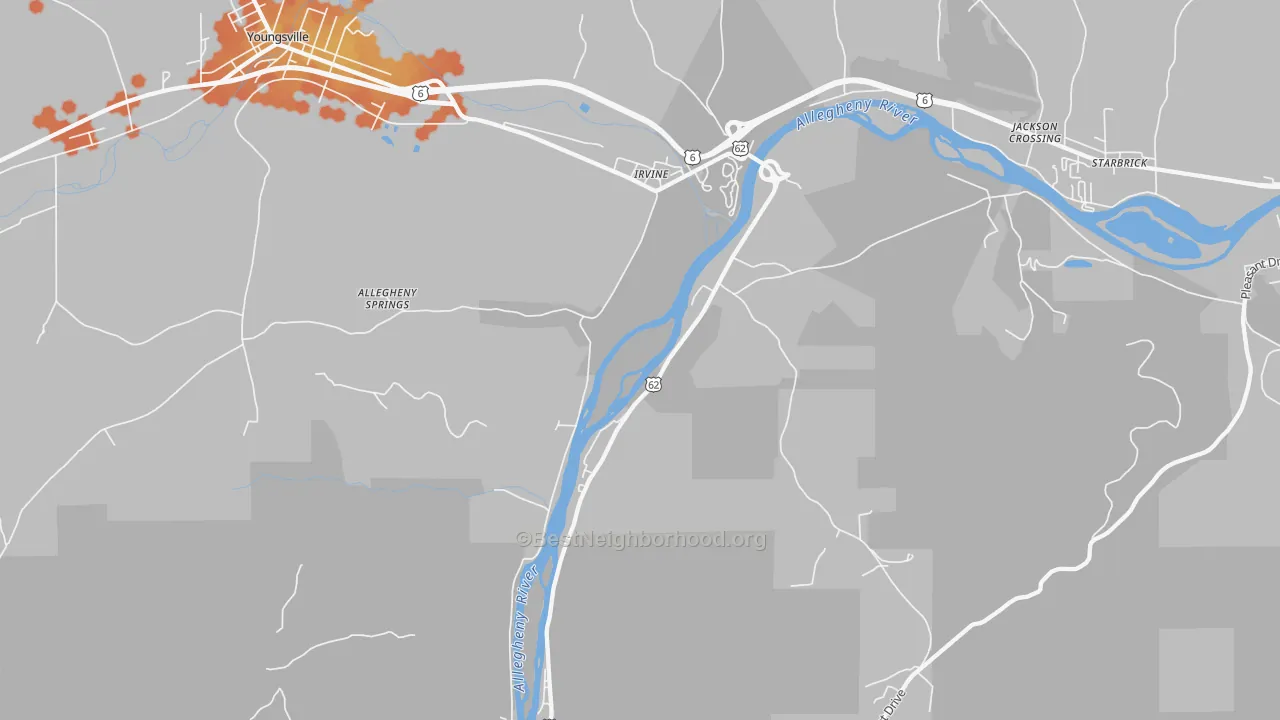 Bike Grade map of 16329, PA