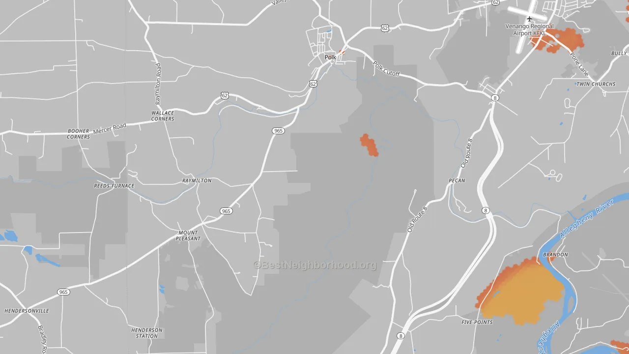 Bike Grade map of 16342, PA