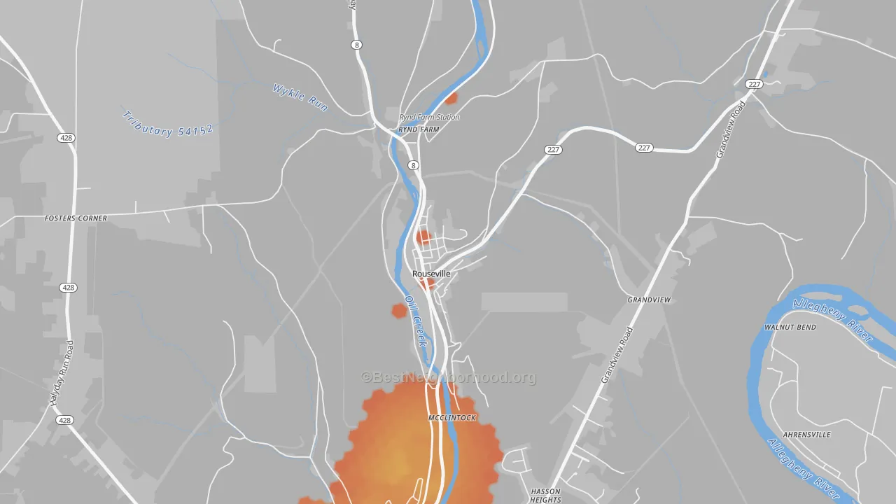 Bike Grade map of 16344, PA