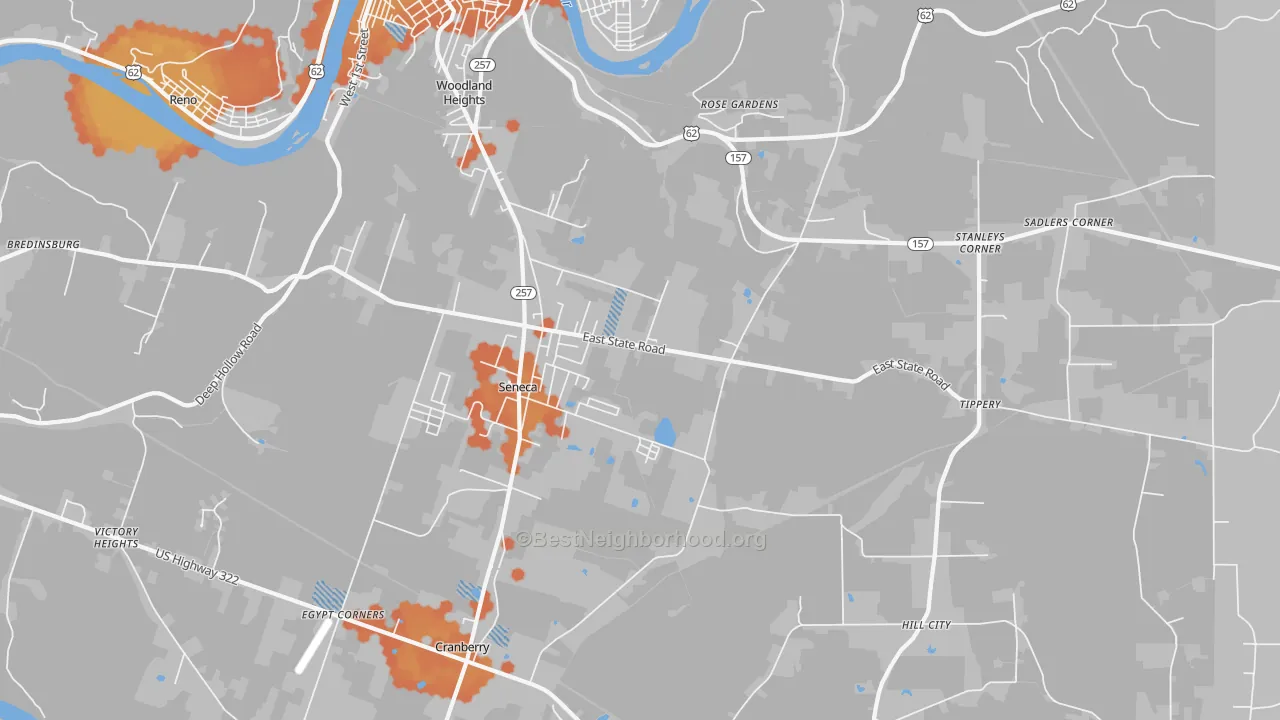 Bike Grade map of 16346, PA