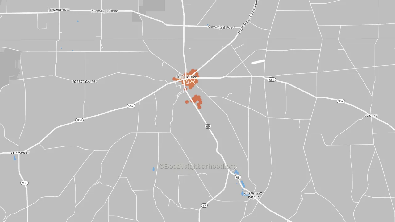 Bike Grade map of 16350, PA