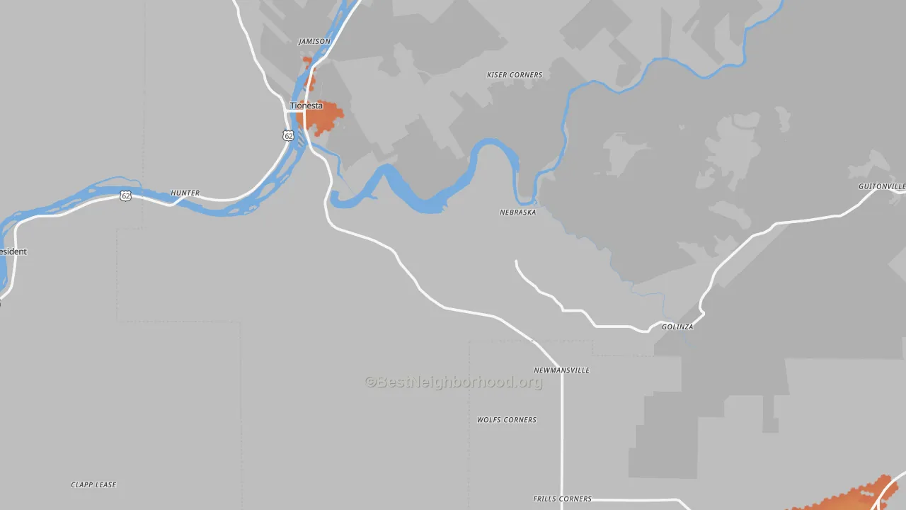 Bike Grade map of 16353, PA