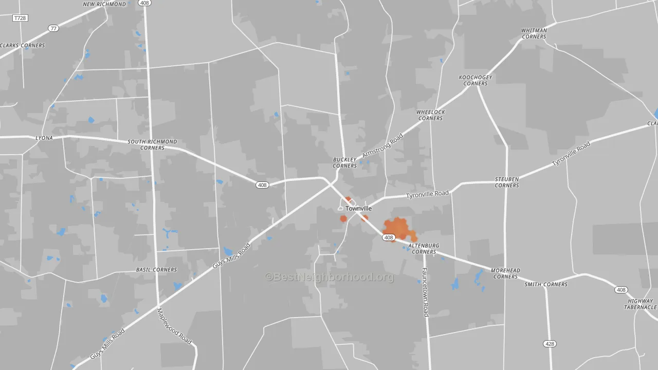 Bike Grade map of 16360, PA