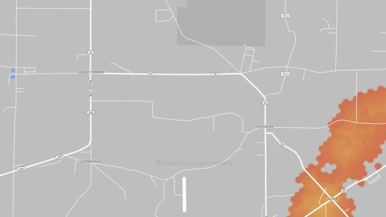 Bike Grade map of 16361, PA