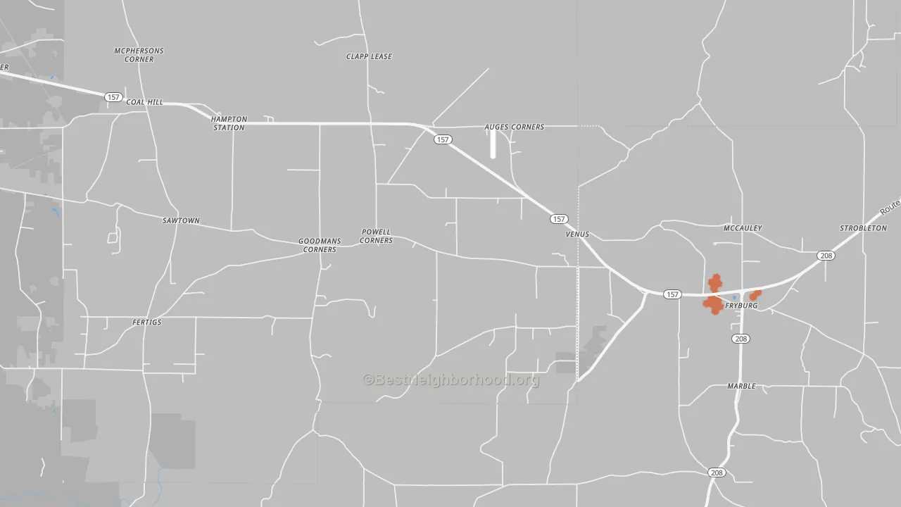Bike Grade map of 16364, PA