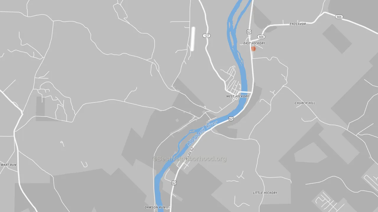 Bike Grade map of 16370, PA