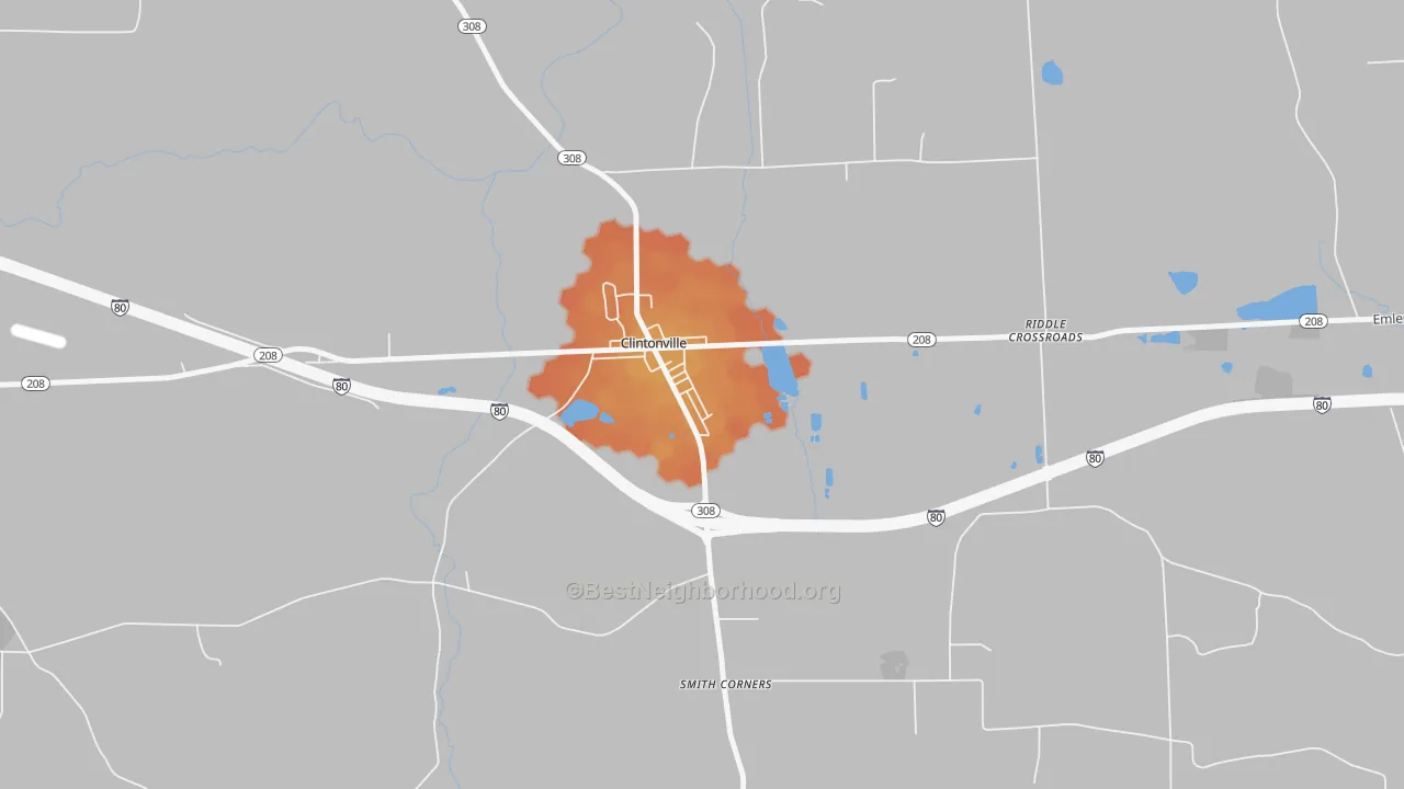 Bike Grade map of 16372, PA