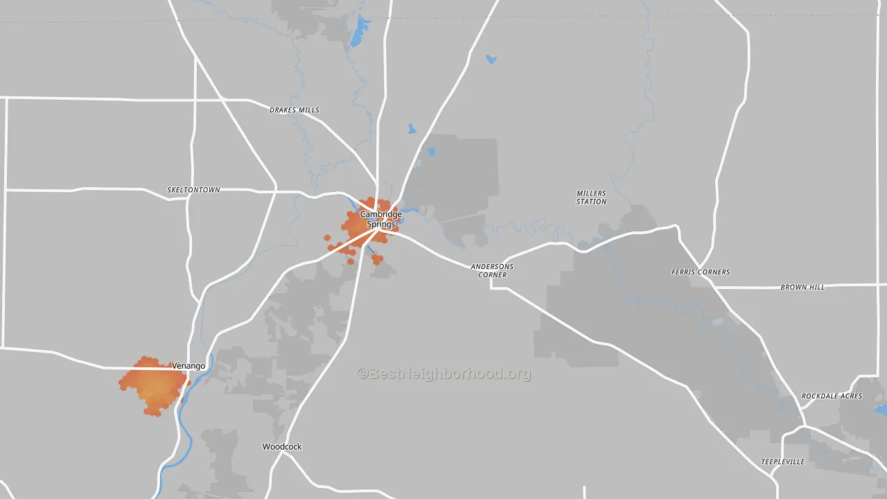 Bike Grade map of 16403, PA