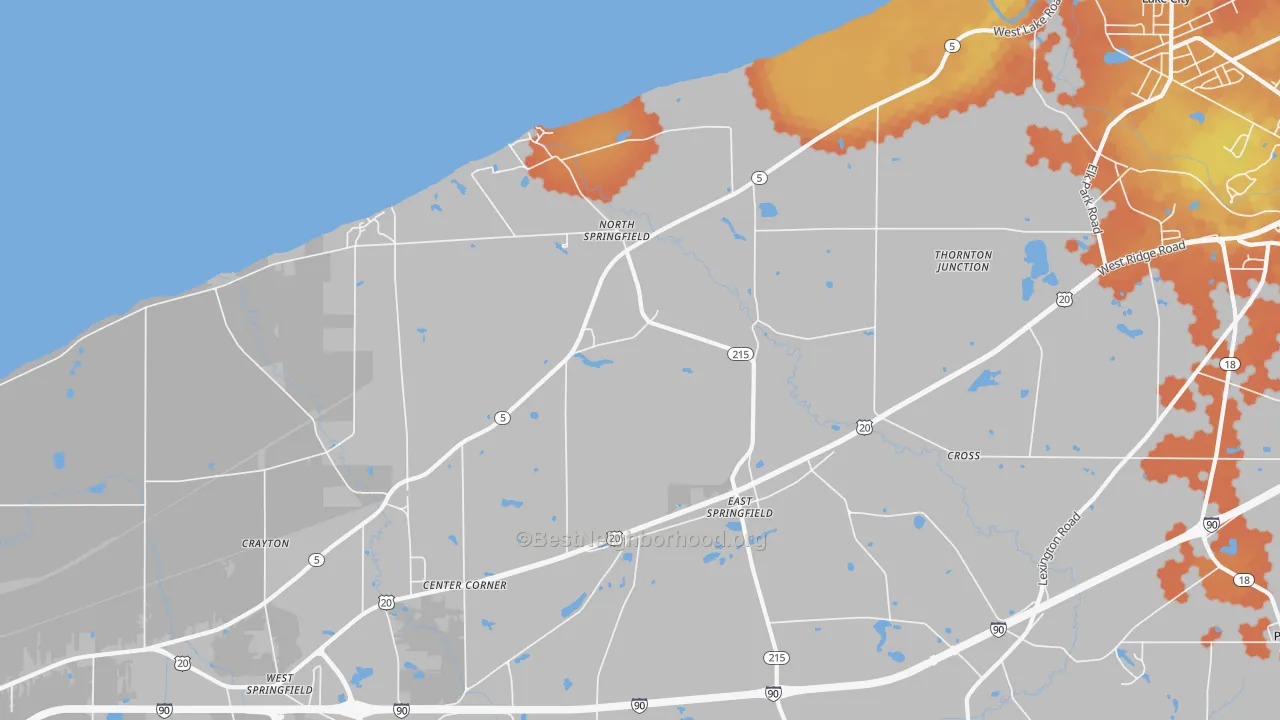 Bike Grade map of 16411, PA