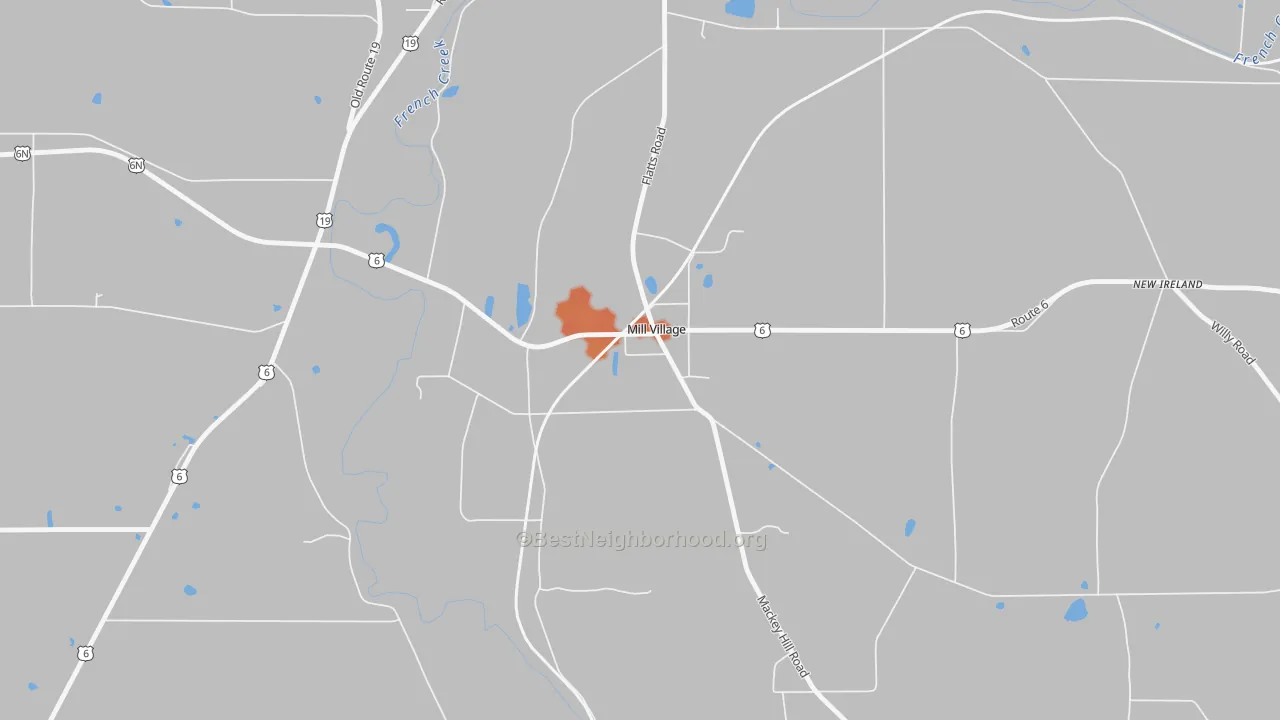 Bike Grade map of 16427, PA